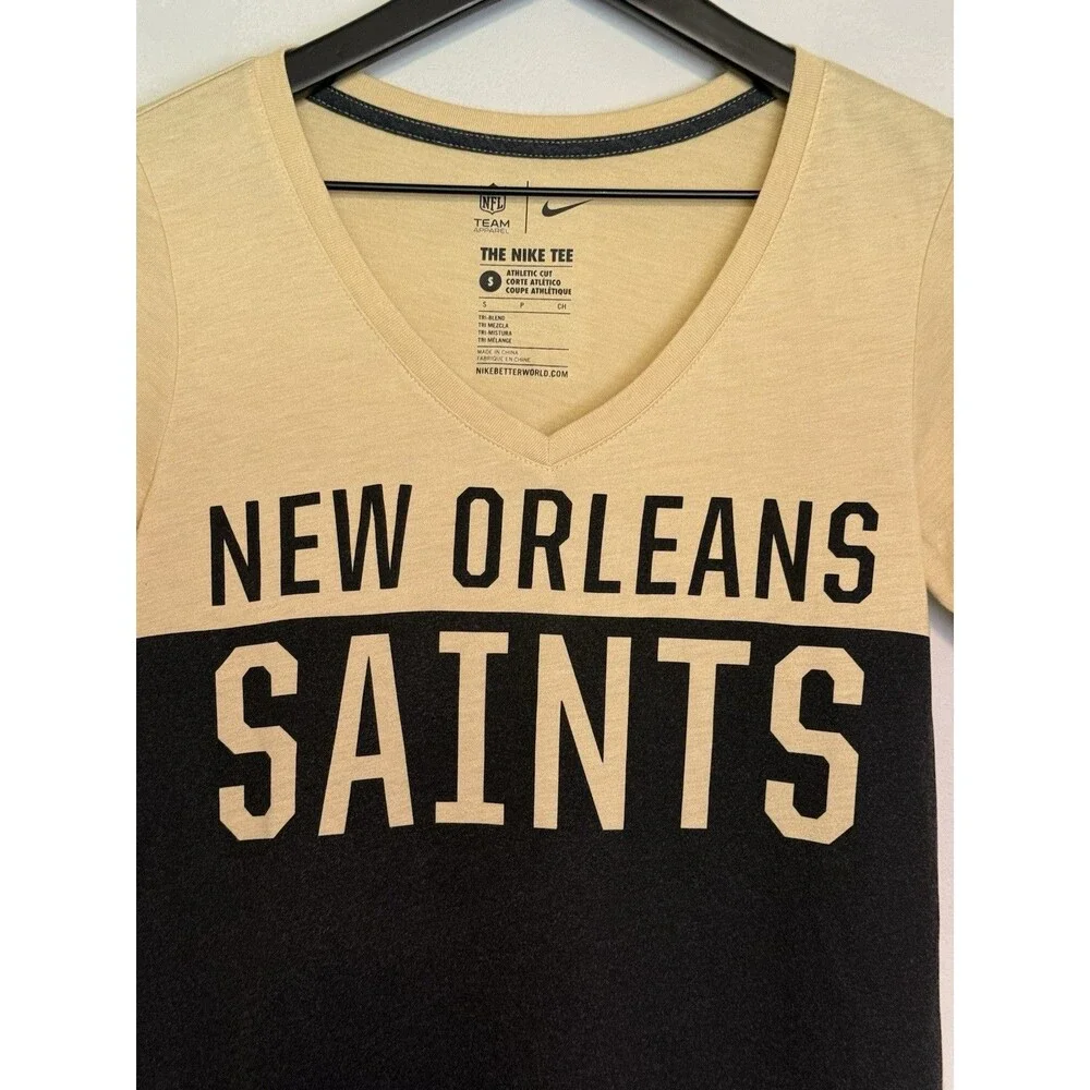 Nike Women's NFL New Orleans Saints Tee Small Black Gold Athletic Cut